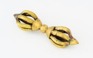 Vadzsra tibeti buddhista imakellék, bronz, h: 9,5 cm