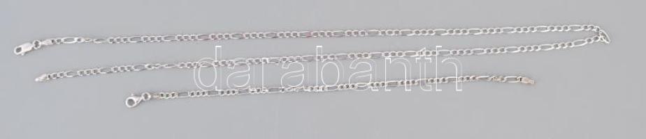 Ezüst(Ag) figaro nyaklánc karkötővel, jelzett, h: 19 és 55 cm, nettó: 8,6 g