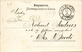 1903 Bijeljina, Bjelina; Stadttheil Ledinka. Árpád Weil / street + "K. und K. Milit. Post Bjeli...