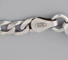 Ezüst(Ag) lapos pancer nyaklánc, jelzett, h: 50 cm és karkötő, h: 21 cm, jelzett, nettó: 20,7 g