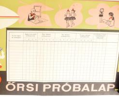 cca 1970-80 Őrsi próbalap, 4 db klf. retro úttörő plakát/nyomtatvány, Offset-Nyomda, törésnyommal, r...