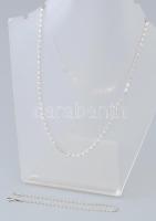 Ezüst(Ag) briós nyaklánc és karkötő, jelzett, h: 51 és 20 cm, nettó: 6,8 g