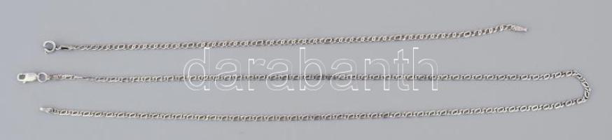 Ezüst(Ag) duplaszemes nyaklánc és karkötő, jelzett, h: 21,5 és 51 cm, nettó: 8 g