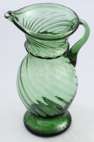 Csavartbordás kancsó. Anyagában színezett üveg, Parád, cca 1900, hibátlan, m: 22,5 cm