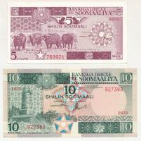 Szomália 1987. 5Sh + 10Sh T:UNC,AU Somalia 1987. 5 Shilin / 5 Shillings + 10 Shilin / 10 Shillings C:UNC,AU Krause P#31c, P#32c