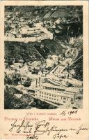 1901 Travnik, Vrtle i sumece mahala. Weiss &amp; Dreykurs (Wien) / general view, castle + "K. und k. Milit. Post Travnik" (tear)
