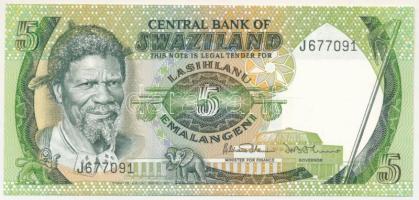 Szváziföld DN(1974) 5E "J677091" T:UNC,AU Swaziland ND(1974) 5 Emalangeni "J677091" C:UNC,AU Krause P#3a