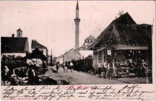 1905 Banja Luka, Banjaluka; Carsija / Marktplatz. Alleinverlag Josef S. / marketplace, mosque, traditional costumes, folklore (EB)