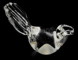 Gusum Sweden svéd iparművész kristály madár figura, címkével jelzett, hibátlan, 9,5x8 cm