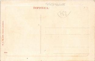 Béska, Beska; Lange-Gasse mit der evang. Kirche / Hosszú utca, Evangélikus templom. W.L. Bp. 4261. /...