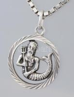 Ezüst(Ag) venezianer nyaklánc Poseidon medállal, jelzett, h: 40 cm, d: 1,8 cm, nettó: 8 g