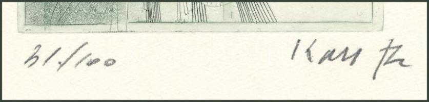 Kass János (1927-2010): Galenos portréja. Rézkarc, papír, jelzett, számozott (31/100). 19x11 cm. 12 ...