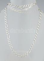 Ezüst(Ag) nagyszemű masszív figaro nyaklánc, jelzett, h: 62 cm, nettó: 24,9 g
