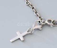 Ezüst(Ag) anker karkötő kereszt medállal, jelzett, h: 18,5 cm, nettó: 2,6 g