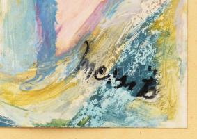 Mersits Piroska (1926-1988): Színes utca. Gouache, papír. Jelezve jobbra lent. Papírra kasírozva. 30...