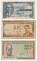 Guinea 1960. 50Fr "JQ 069994" + 1960(1971) 10S "BH 786678" + Malawi 1964. 5Sh "E 204461" T:F,VG, pici anyaghiány Guinea 1960. 50 Francs "JQ 069994" + 1960(1971) 10 Sylis "BH 786678" + Malawi 1964. 5 Shillings "E 204461" C:F,VG, tiny missing material Krause P#12a, P#16a, P#1A