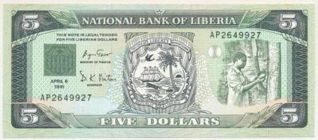 Libéria 1991. 5$ "AP2649927" T:UNC Liberia 1991. 5 Dollars "AP2649927" C:UNC Krause P#20