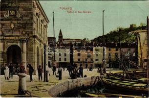 Piran, Pirano; Portici di San Giorgio / square, quay, shops