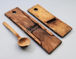 3 darab antik konyhai eszköz, h: 40 cm alatt