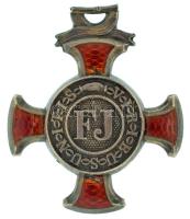 1869-1916. "Koronás Ezüst Érdemkereszt" Ag kitüntetés mellszalag és koronás függesztőkarik...