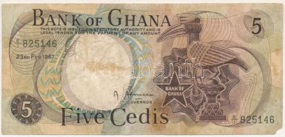 Ghána 1967. 5C "E/1 825146" T:VG, sarokhiány Ghana 1967. 5 Cedis "E/1 825146" C:VG, missing corner Krause P#11a