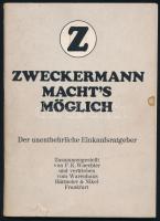cca 1970 Zweckermann macht's möglich. Der unentbehrliche Einkaufsratgeber. Német nyelvű humoros kiadvány karikatúrákkal, kiadói tűzött papírkötés, a borítón kisebb sérüléssel, 64 p.