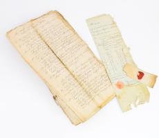 1819-1822 1840-1850 [Szilas]Balhás [Mezőszilas], jegyzőkönyv / protokullum különféle bejegyzésekkel, 2+22+7 sztl. lev. + 1843 Eszék, halotti anyakönyvi kivonat, sérült.