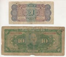 Kína 1928. 10Y / 10$ "Central Bank of China" + 1931. 2J / 20c "Central Bank of China&...