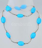 Ezüst(Ag) nyakék kék kövekkel, jelzett, h: 52 cm, bruttó: 41,4 g