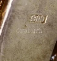 Ezüst(Ag) filigrán karperec biztonsági lánccal, jelzés nélkül, d: 5,5 cm, nettó: 25 g