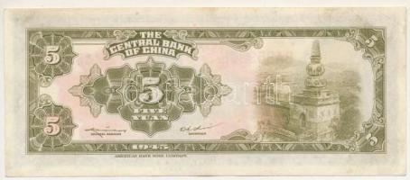Kína 1945. 5Y "Central Bank of China", "BA353378" T:AU,XF
China 1945. 5 Yuan &q...