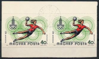 1980 Olimpia VIII. - Moszkva 40f pár "MAGYAP POSTA" lemezhibával (8.000)