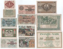 Németország ~1917-1922. 12db-os papír szükségpénztétel (benne 1db osztrákkal) T:vegyes Germany ~1917-1922. 12pcs paper necessity money / notgeld lot (within 1pc Austrian) C:mixed
