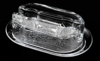 Skandináv design kéthelyes kristály kétrészes mécsestartó, jelzés nélkül, hibátlan, 30,5x19,5 cm