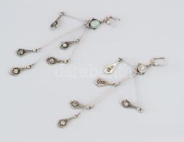 Ezüst(Ag) fülbevalópár opállal, jelzett, h: 11 cm, bruttó: 11 g