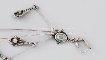 Ezüst(Ag) fülbevalópár opállal, jelzett, h: 11 cm, bruttó: 11 g