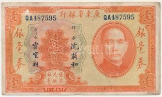 Kína 1931. 1$ "Kwangtung Provincial Bank" Helyi valuta T:F,VG China 1931. 1 Dollar "Kwangtung Provincial Bank" Local currency C:F,VG Krause P#S2421