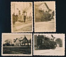 1942, 4 darab fotó Dunaszerdahely vasútállomásról, 6,5x9 cm