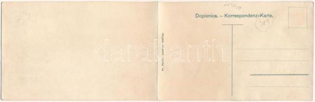 Bled, Veldes; 2-tiled folding panoramacard with railway tunnel. Fr. Pavlin (tear)