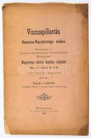Kuales Godofréd, Visszapillantás Besztercze-Naszódvármegye multjára ... Beszterce-Naszódvármegye törvényhatósági bizottságának, Magyarország ezer éves fennállása alkalmából 1896. máj. 17. tartott ünnepélyes közgyűlésén felolvasta. Besztercze, 1896. Csallnér Károly. 26p. Kiadói, enyhén sérült papírborítóval. Nagyon ritka!