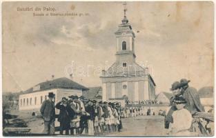 Pálos, Palas, Palos; Scoola si Biserica romana gr. or. / görög ortodox templom / Greek Orthodox chur...