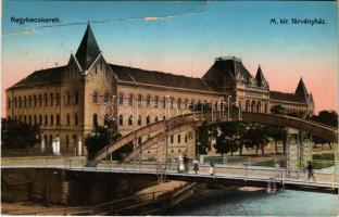 1914 Nagybecskerek, Zrenjanin, Veliki Beckerek; M. kir. törvényház, Vashíd. Almásy és Szepessy kiadása / court, bridge (fa)