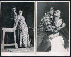 Gábor Miklós és Sulyok Mária a Vágy a szilfák alatt című darabban, 2 db pecséttel jelzett fotó, Méreyné Wellesz Ella felvételei, 14×9 cm