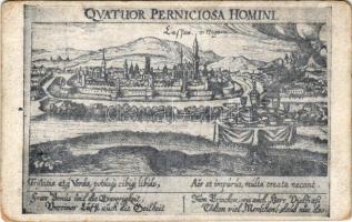 Kassa, Kosice; Kosice historique. Edition Stangler / történeti látkép / historical view (kopott sarkak / worn corners)