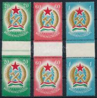 1949 Alkotmány I. vízjeles sor ívközéprészes párokban, a 20f az ívközéprészen festékcsíkkal (7.000)