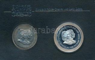 Falkland-szigetek 1981. 50p (2xklf) Ag + Cu-Ni "Királyi esküvő" érmepár műanyag tokban, német nyelvű ismertetővel T:AU, patina, Ag: PP kapszulában Falkland Islands 1981. 50 Pence (2xdiff) Ag + Cu-Ni "Royal Wedding" coin pair in plastic and foil case, with German description C:AU, patina, Ag: PP in capsule Krause KM#16, KM#16a