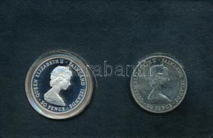 Falkland-szigetek 1981. 50p (2xklf) Ag + Cu-Ni "Királyi esküvő" érmepár műanyag tokban, né...