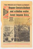 Bild Telegraf 1956 október 30-i száma, benne az 1956-os forradalom híreivel, viseltes.