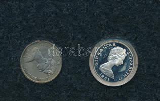 Gibraltár 1981. 1C (2xklf) Ag + Cu-Ni "Királyi esküvő" érmepár műanyag tokban, német nyelv...