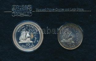 Kelet-karibi államok 1981. 10$ (2xklf) Ag + Cu-Ni "Királyi esküvő" érmepár műanyag tokban, német nyelvű ismertetővel T:AU, patina, Ag: PP kapszulában Eastern Caribbean States 1981. 10 Dollars (2xdiff) Ag + Cu-Ni "Royal Wedding" coin pair in plastic and foil case, with German description C:AU, patina, Ag: PP in capsule Krause KM#9, KM#9a